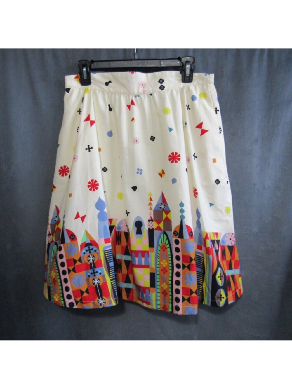 ModCloth Womens L Cotton Graphic Border Print Skirt Novelty Castle Retro New - Picture 13 of 14